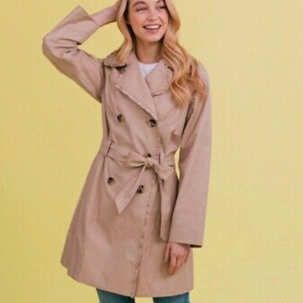 Gal Meets Glam Josie Ruffle Trim Trench Coat